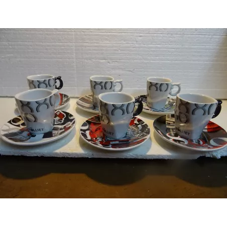 6 TASSES A CAFE  FOLLIET  1880 + 6 SOUS TASSES