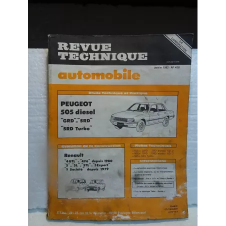 REVUE TECHNIQUE   PEUGEOT 505 DIESEL GRD  SRD  SRD TURBO