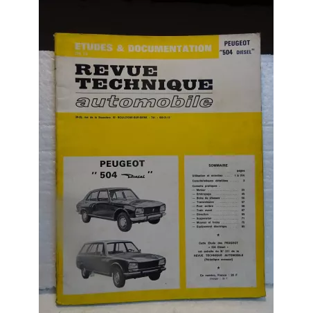 REVUE TECHNIQUE  PEUGEOT  504 DIESEL