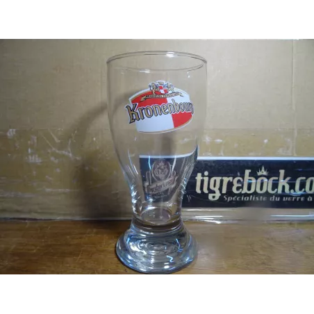 1 VERRE KRONENBOURG 15CL LOGO EN BIAIS  HT.13.90CM