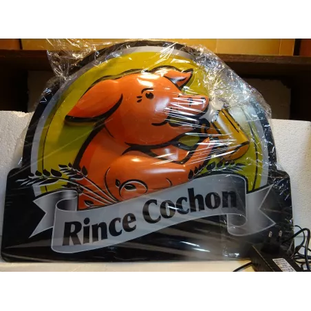 ENSEIGNE RINCE COCHON 50CM X43CM