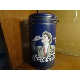 BOITE COCA-COLA  BLEU  HT 19.50CM DIAMETRE 11CM