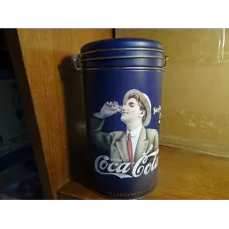 BOITE COCA-COLA  BLEU  HT 19.50CM DIAMETRE 11CM