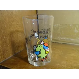 1 VERRE MADAME BEAUTE ET MONSIEUR CHATOUILLE HT 9.80CM