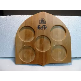 PLATEAU LEFFE  EN BOIS  POUR 5 VERRES 30CM X29CM