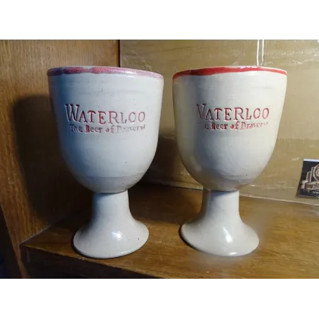 2 VERRES WATERLOO 25CL EN GRES  HT 15.40CM