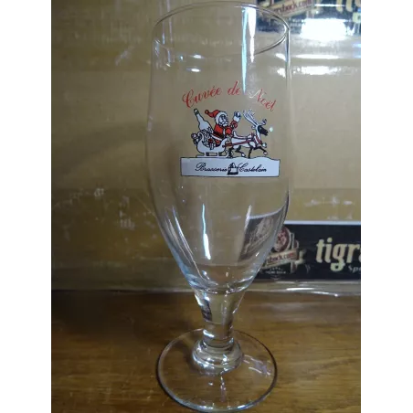 1 VERRE  CUVEE DE NOEL BRASSERIE CASTELAIN  25CL HT.16.90CM