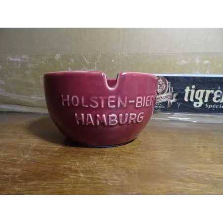 CENDRIER HOLSTEN-BIER BORDEAUX EN CERAMIQUE  DIAMETRE 9.50CM