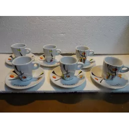 6 TASSES A CAFE FOLLIET  + 6 SOUS TASSES