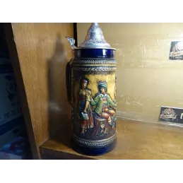 CHOPE ALLEMANDE 1 LITRE EN GRES  AVEC SON COUVERCLE  HT 22CM
