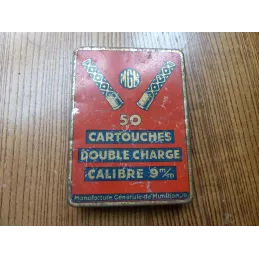 BOITE 50 CARTOUCHES DOUBLE CHARGE CALIBRE 9m/m 11.70cm x8.50cmx2cm