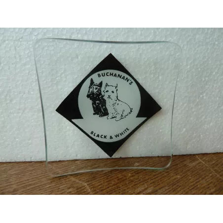 CENDRIER  BLACK&WHITE  EN VERRE  9CM X9CM