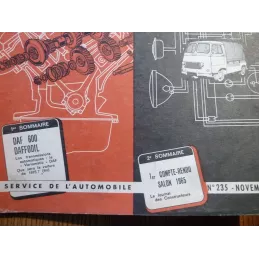 REVUE TECHNIQUE AUTOMOBILE  DAF 600  NOVEMBRE 1965 N°235