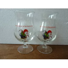 2 VERRES BRASSERIE D'ACHOUFFE  25CL  HT 15.20CM  DIFFERENTS