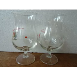 2 VERRES BRASSERIE D'ACHOUFFE  25CL  HT 15.20CM  DIFFERENTS
