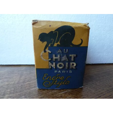 BOITE AVEC SA BOUTEILLE  ANCRE STYLO AU CHAT NOIR  HT 7CM