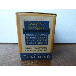 BOITE AVEC SA BOUTEILLE  ANCRE STYLO AU CHAT NOIR  HT 7CM
