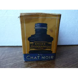 BOITE AVEC SA BOUTEILLE  ANCRE STYLO AU CHAT NOIR  HT 7CM