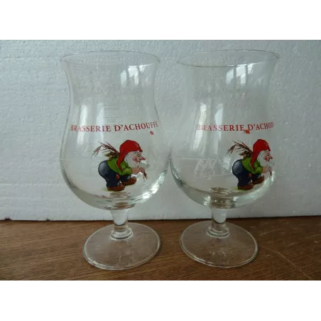 2 VERRES BRASSERIE D'ACHOUFFE 25CL HT.15.20CM