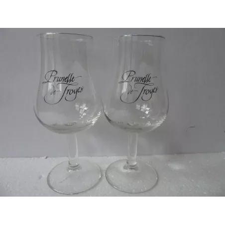 2 VERRES PRUNELLE DE TROYES 10CL HT 13.20CM