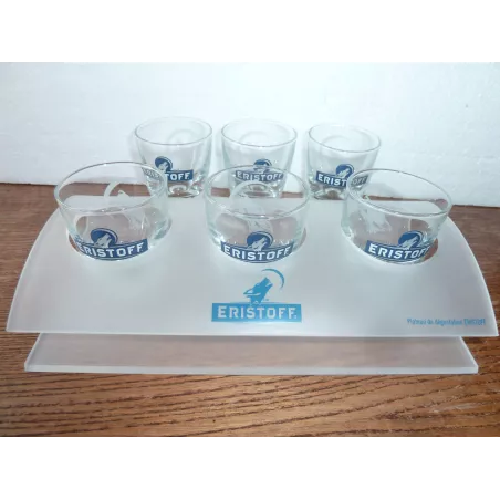 6 SHOOTERS  ERISTOFF AVEC UN PLATEAU POUR TROIS VERRES