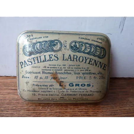 BOITE PASTILLES LAROYENNE  CLERMONT FD 8CM X6CM