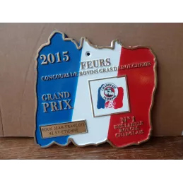 PLAQUE CONCOURS DE BOVINS GRAS DE BOUCHERIE  FEURS 20CM X19CM 2015
