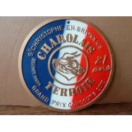 PLAQUE CHAROLAIS  TERROIR  GRAND PRIX CONCOURS 2010  ST CHRISTOPHE  EN BRIONNAIS  DIAMETRE 19.70CM