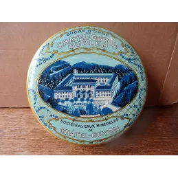 BOITE SUCRE D'ORGE  CHATEL GUYON GUBLER DIAMETRE 14CM  HT 5CM