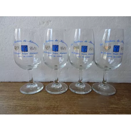 4 VERRES A VIN CAVE DE LUGNY MACON  18CLHT 15.50CM