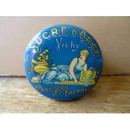 BOITE SUCRE D'ORGE  VICHY DIAMETRE 8CM  HT 7.40CM
