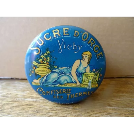 BOITE SUCRE D'ORGE  VICHY DIAMETRE 8CM  HT 7.40CM