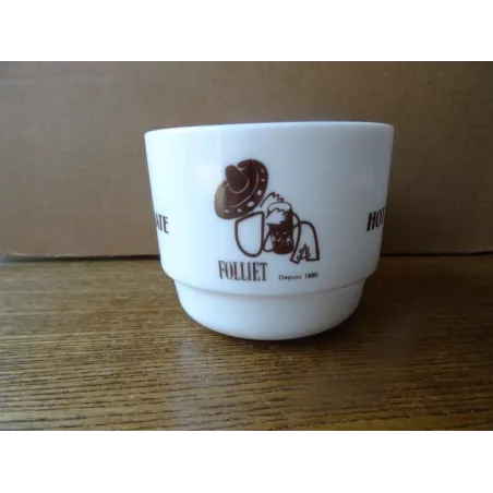 6  TASSES CHOCOLAT FOLLIET  EN ARCOPAL 20CL HT 7CM