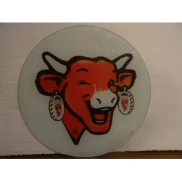 PLAQUE VACHE QUI RIT EN VERRE  DIAMETRE 30CM