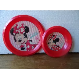 2 ASSIETTES  MINNIE  EN PVC DIAMETRE 20CM ET 15CM