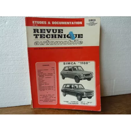 REVUE TECHNIQUE AUTOMOBILE SIMCA 1100 1100 SPECIAL 1100 TI