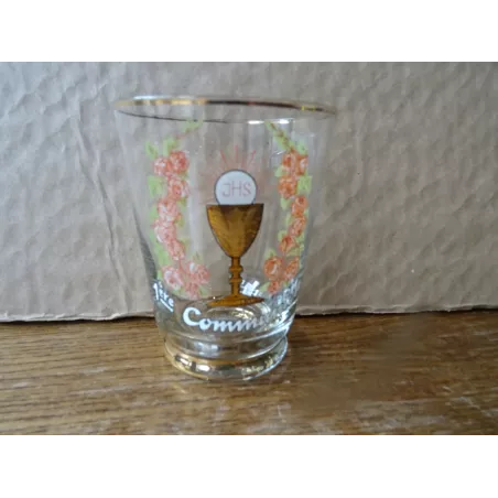 1 VERRE 1ERE COMMUNION  EMAILLE HT 9.40CM