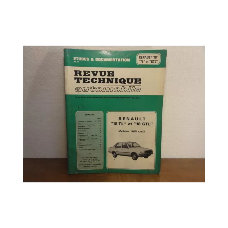 1 REVUE TECHNIQUE RENAULT 18TL/18GTL