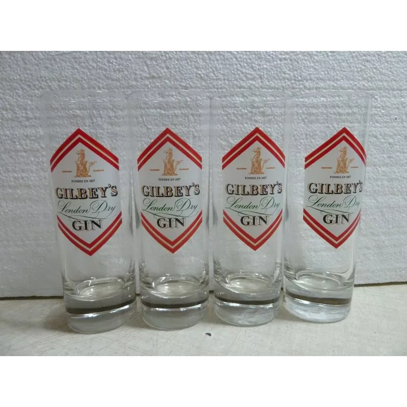 4 VERRES GIN GILBEY'S 22CL HT 15.20CM 4 VERRES GIN GILBEY'S 22CL HT 15.20CM