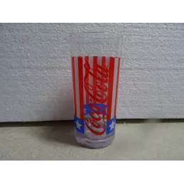 1 VERRE COCA-COLA  DRAPEAU AMERICAIN HT 13.50CM