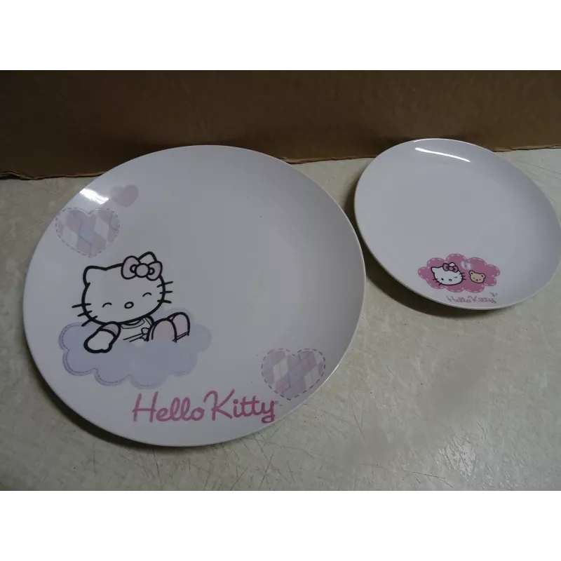 HELLO KITTY 2 ASSIETTES DIAMETRE 26.70CM ET 19CM HELLO KITTY 2 ASSIETTES DIAMETRE 26.70CM ET 19CM