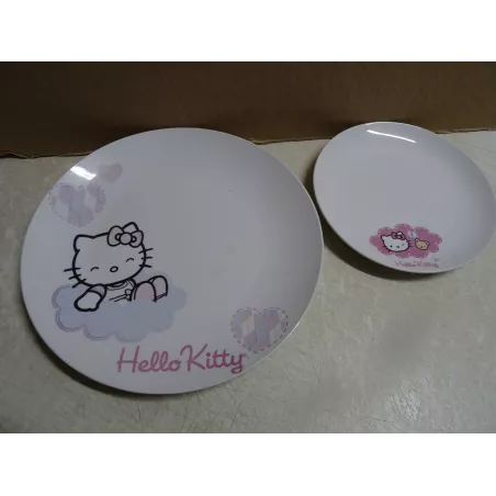 HELLO KITTY  2 ASSIETTES  DIAMETRE 26.70CM ET 19CM