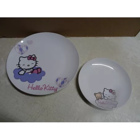 HELLO KITTY  2 ASSIETTES  DIAMETRE 26.50CM ET 19CM