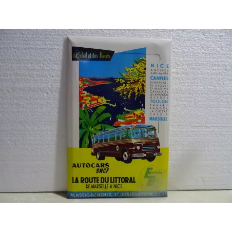 GLASSOID  AUTOCARS SNCF LA ROUTE DU LITTORAL 37CM X23.70CM