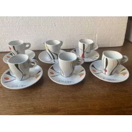 6 TASSES A CAFE  FOLLIET + 6 SOUS TASSES  N° 717