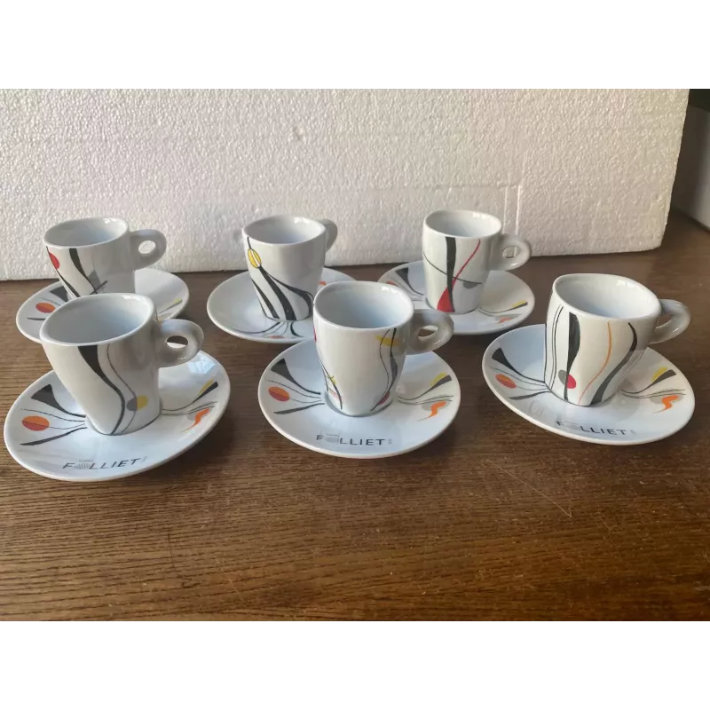 6 TASSES A CAFE FOLLIET + 6 SOUS TASSES N° 717 6 TASSES A CAFE FOLLIET + 6 SOUS TASSES N° 717