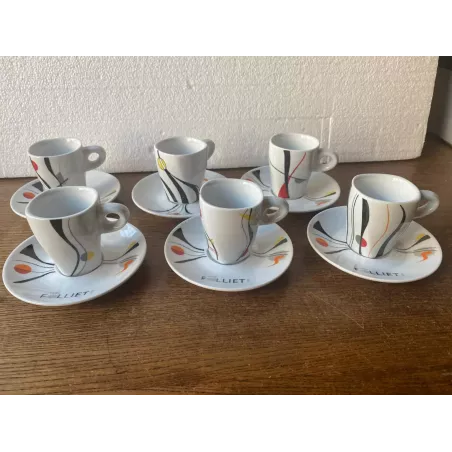 6 TASSES A CAFE  FOLLIET + 6 SOUS TASSES  N° 717