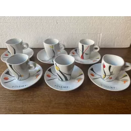 6 TASSES A CAFE  FOLLIET + 6 SOUS TASSES N° 718