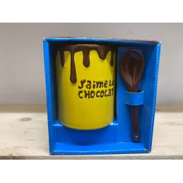 MUG  J'AIME LE CHOCOLAT  AVEC SA CUILLERE