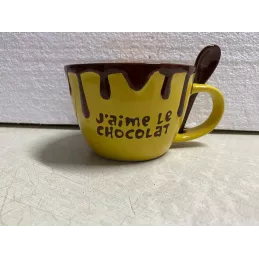 TASSE J'AIME LE CHOCOLAT AVEC SA CUILLERE 45CL
